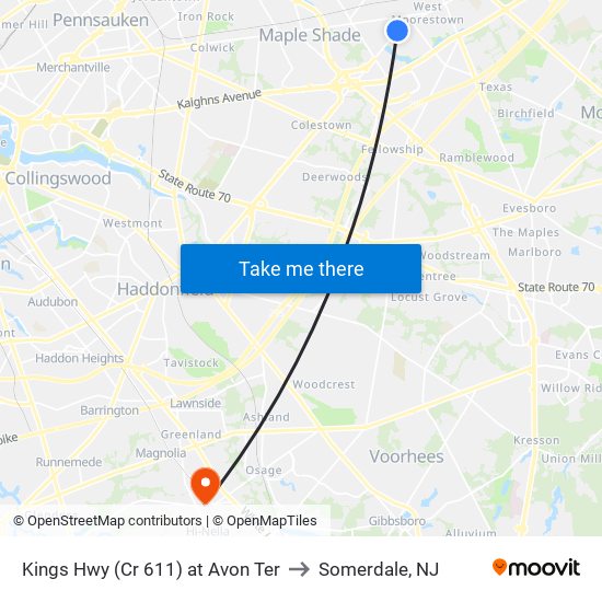 Kings Hwy (Cr 611) at Avon Ter to Somerdale, NJ map