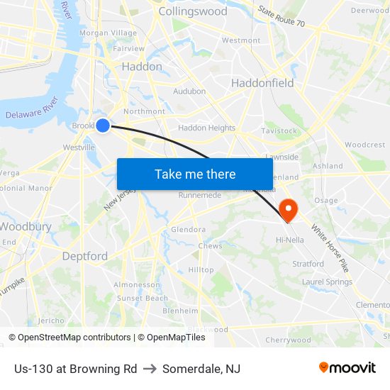 Us-130 at Browning Rd to Somerdale, NJ map