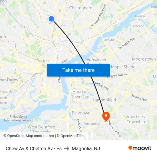 Chew Av & Chelten Av - Fs to Magnolia, NJ map