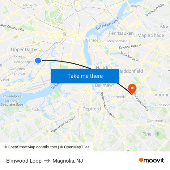 Elmwood Loop to Magnolia, NJ map