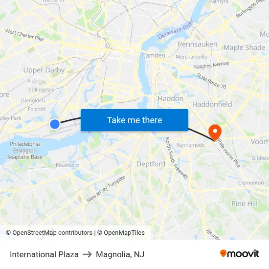 International Plaza to Magnolia, NJ map