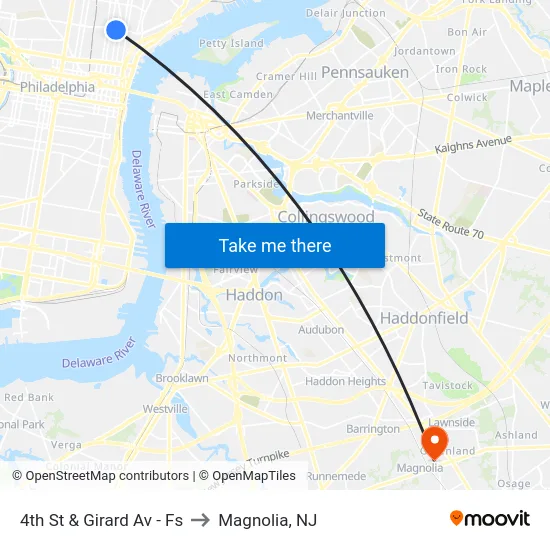 4th St & Girard Av  - Fs to Magnolia, NJ map