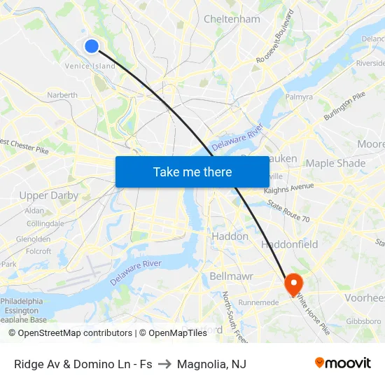 Ridge Av & Domino Ln - Fs to Magnolia, NJ map