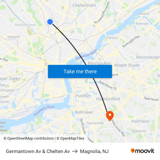 Germantown Av & Chelten Av to Magnolia, NJ map