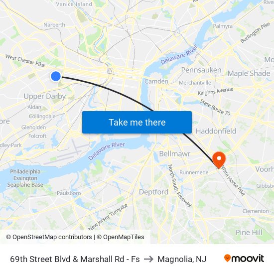 69th Street Blvd & Marshall Rd - Fs to Magnolia, NJ map