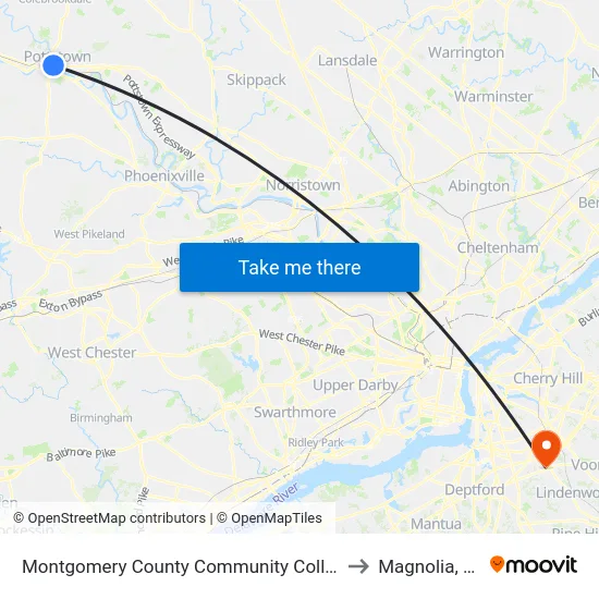 Montgomery County Community College to Magnolia, NJ map