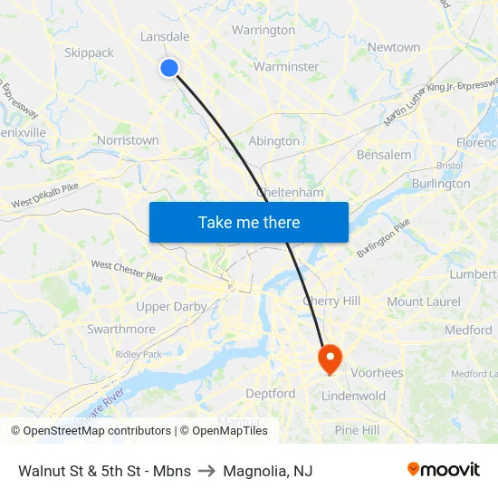 Walnut St & 5th St - Mbns to Magnolia, NJ map