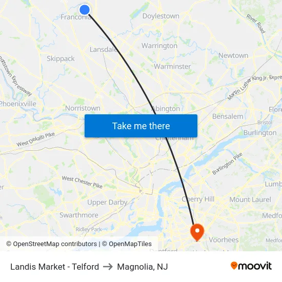 Landis Market - Telford to Magnolia, NJ map