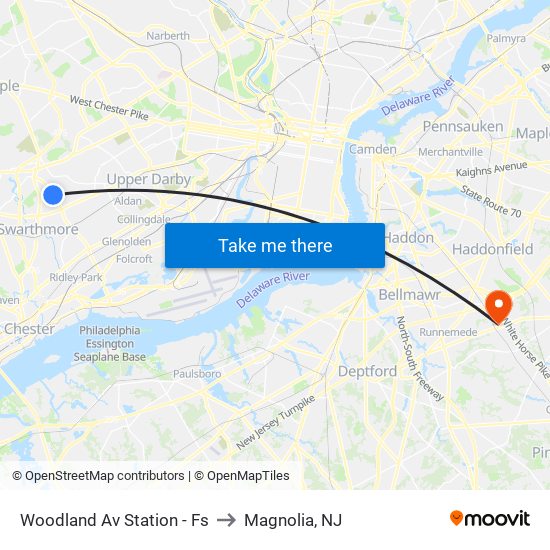 Woodland Av Station - Fs to Magnolia, NJ map