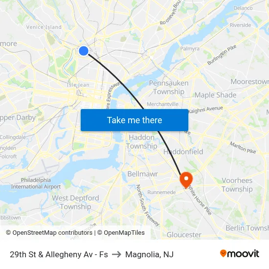 29th St & Allegheny Av - Fs to Magnolia, NJ map