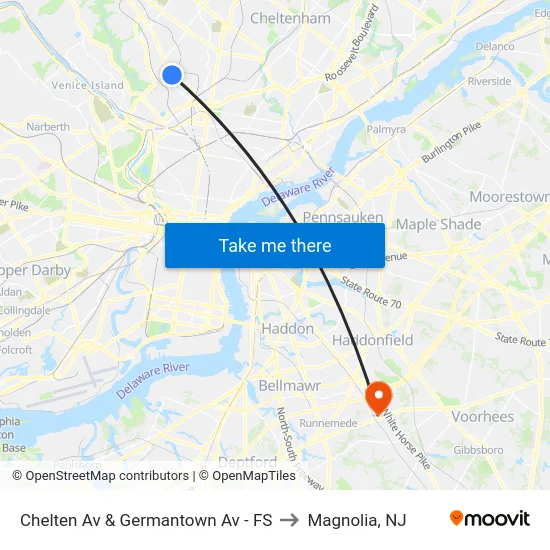 Chelten Av & Germantown Av - FS to Magnolia, NJ map