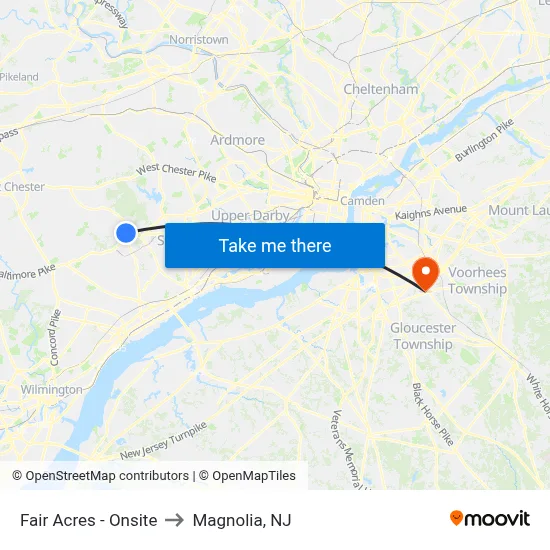 Fair Acres - Onsite to Magnolia, NJ map