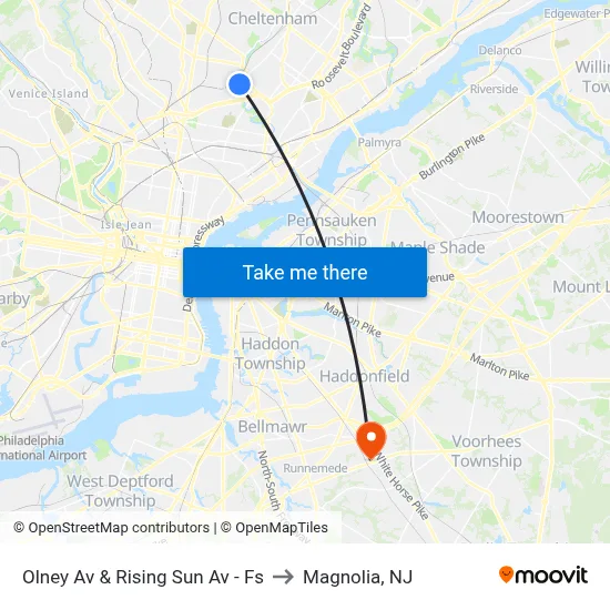 Olney Av & Rising Sun Av - Fs to Magnolia, NJ map