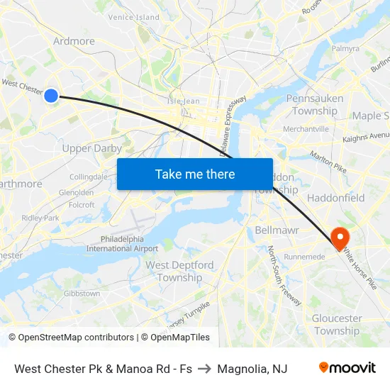 West Chester Pk & Manoa Rd - Fs to Magnolia, NJ map