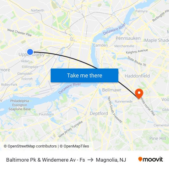 Baltimore Pk & Windemere Av - Fs to Magnolia, NJ map