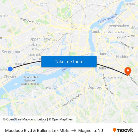 Macdade Blvd & Bullens Ln - Mbfs to Magnolia, NJ map