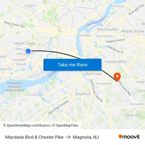 Macdade Blvd & Chester Pike to Magnolia, NJ map