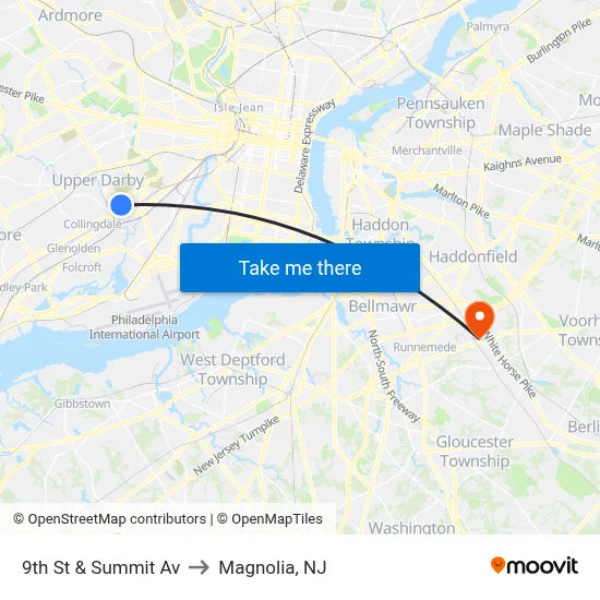 9th St & Summit Av to Magnolia, NJ map
