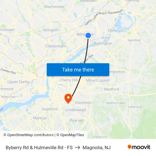 Byberry Rd & Hulmeville Rd - FS to Magnolia, NJ map