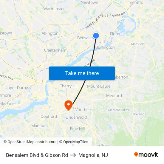 Bensalem Blvd & Gibson Rd to Magnolia, NJ map