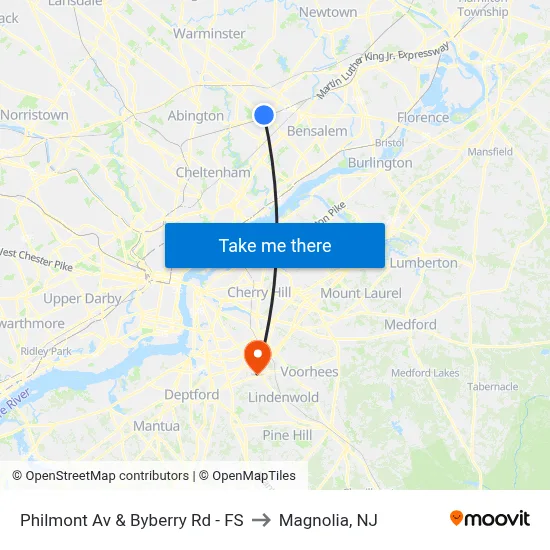 Philmont Av & Byberry Rd - FS to Magnolia, NJ map