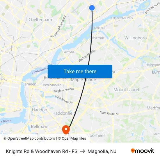 Knights Rd & Woodhaven Rd - FS to Magnolia, NJ map
