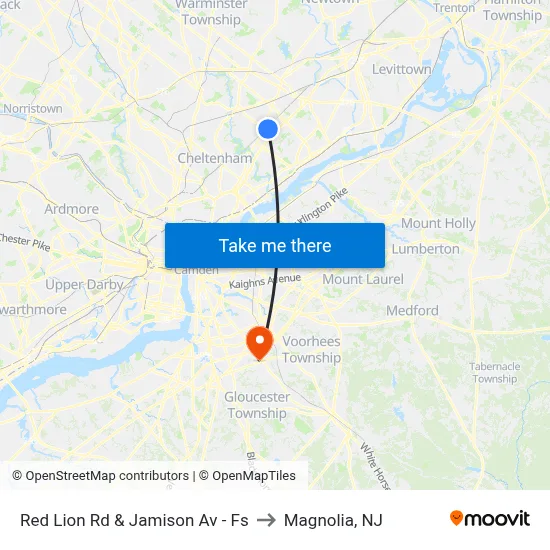 Red Lion Rd & Jamison Av - Fs to Magnolia, NJ map