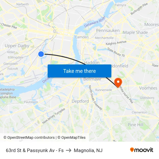 63rd St & Passyunk Av - Fs to Magnolia, NJ map