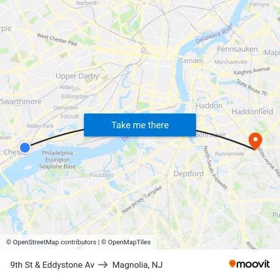9th St & Eddystone Av to Magnolia, NJ map