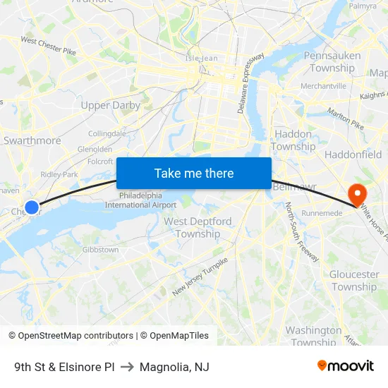 9th St & Elsinore Pl to Magnolia, NJ map