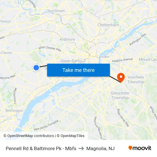 Pennell Rd & Baltimore Pk - Mbfs to Magnolia, NJ map