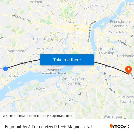 Edgmont Av & Forrestview Rd to Magnolia, NJ map
