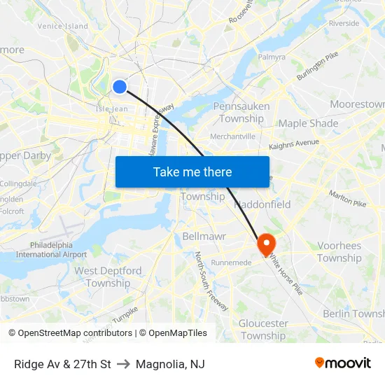 Ridge Av & 27th St to Magnolia, NJ map