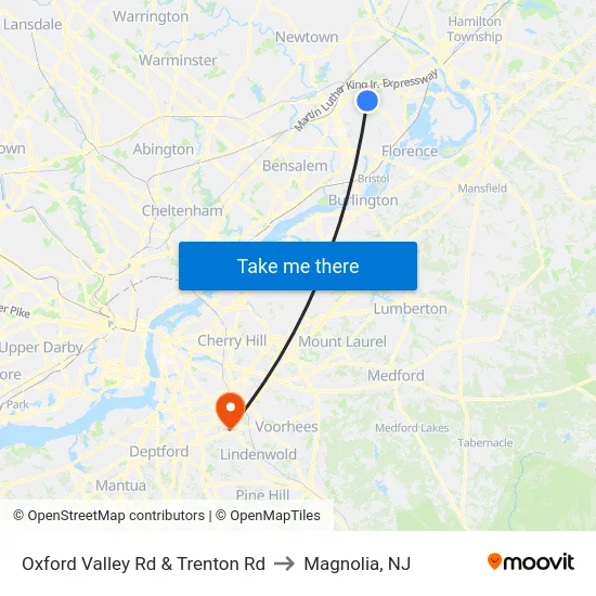 Oxford Valley Rd & Trenton Rd to Magnolia, NJ map