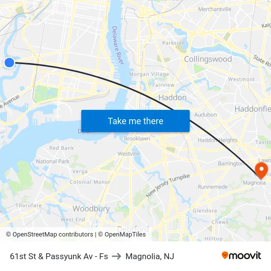 61st St & Passyunk Av - Fs to Magnolia, NJ map