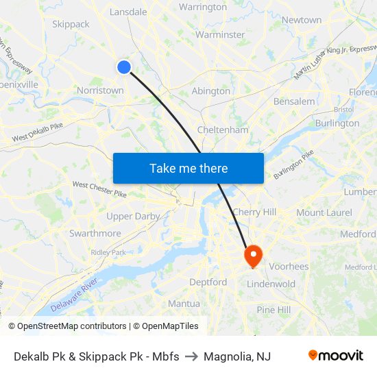 Dekalb Pk & Skippack Pk - Mbfs to Magnolia, NJ map