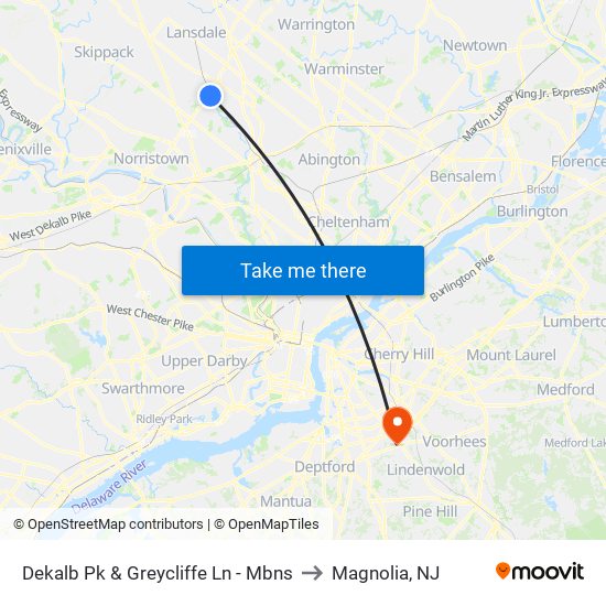 Dekalb Pk & Greycliffe Ln - Mbns to Magnolia, NJ map