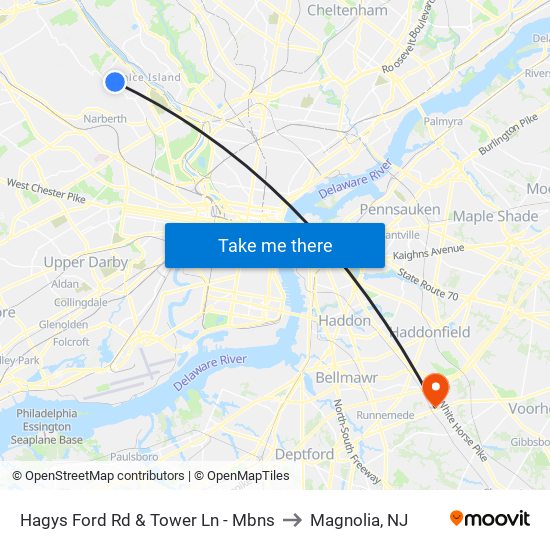 Hagys Ford Rd & Tower Ln - Mbns to Magnolia, NJ map