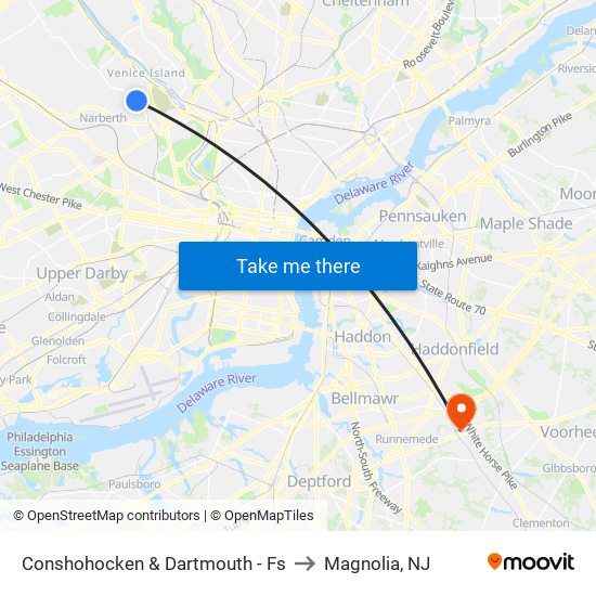 Conshohocken & Dartmouth - Fs to Magnolia, NJ map