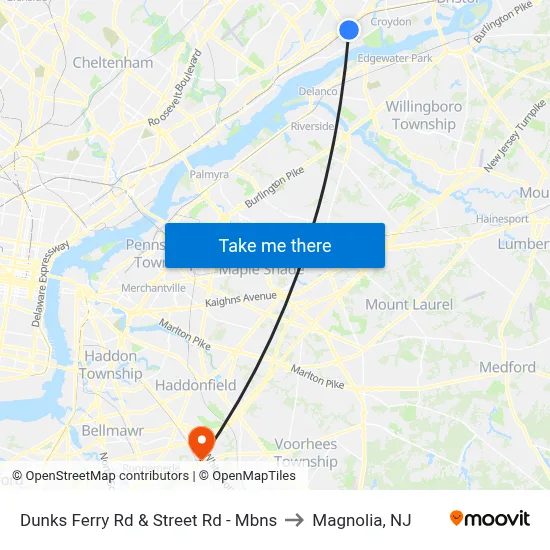 Dunks Ferry Rd & Street Rd - Mbns to Magnolia, NJ map