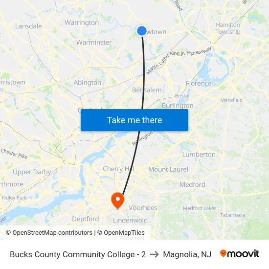 Bucks County Community College - 2 to Magnolia, NJ map