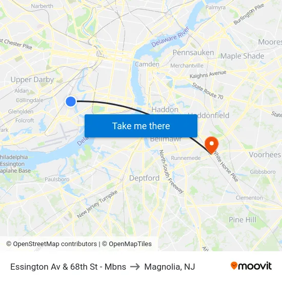 Essington Av & 68th St - Mbns to Magnolia, NJ map