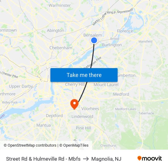 Street Rd & Hulmeville Rd - Mbfs to Magnolia, NJ map