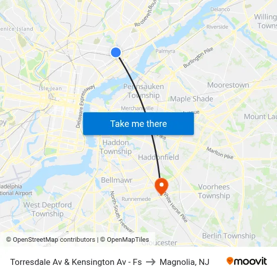 Torresdale Av & Kensington Av - Fs to Magnolia, NJ map