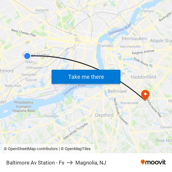 Baltimore Av Station - Fs to Magnolia, NJ map