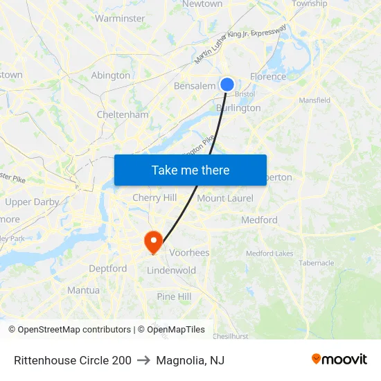 Rittenhouse Circle 200 to Magnolia, NJ map
