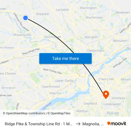 Ridge Pike & Township Line Rd - 1 Mbns to Magnolia, NJ map