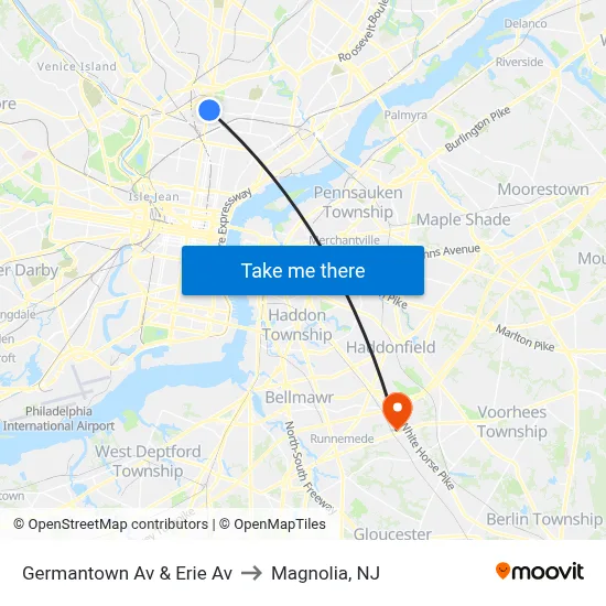 Germantown Av & Erie Av to Magnolia, NJ map