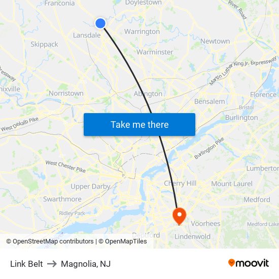 Link Belt to Magnolia, NJ map