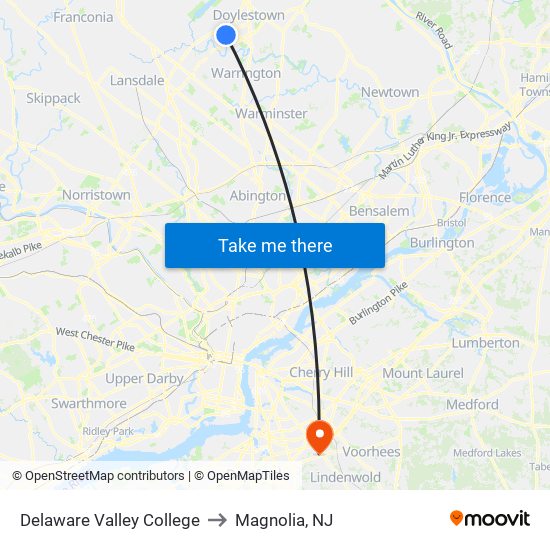 Delaware Valley College to Magnolia, NJ map